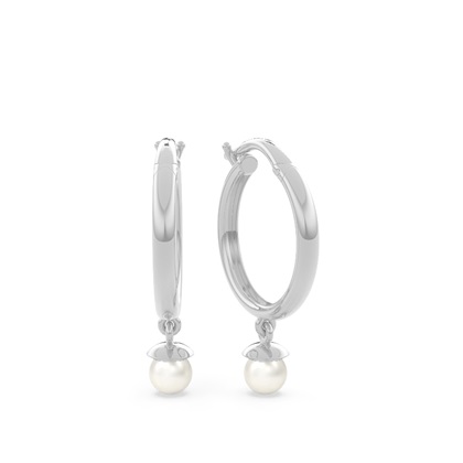 Everyday dainty pearl hoop earring
