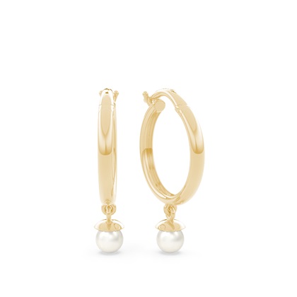 Everyday dainty pearl hoop earring