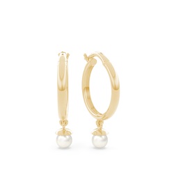 Everyday dainty pearl hoop earring