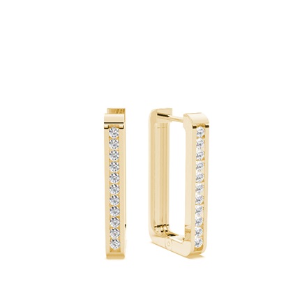 Channel set Rectangular Diamond Hoops