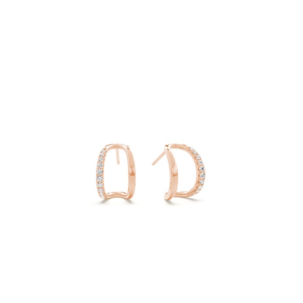 Prong set round diamond half hoop earring