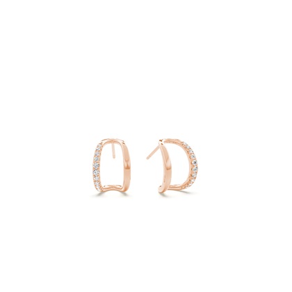 Prong set round diamond half hoop earring