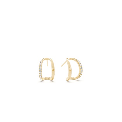 Prong set round diamond half hoop earring