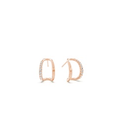 Prong set round diamond half hoop earring