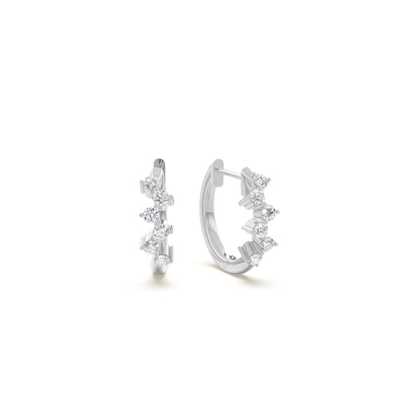 Round diamond zig-zag huggies earring