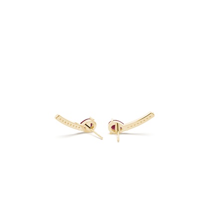 Zierlicher Ohrstecker mit Rubin und rundem Diamant