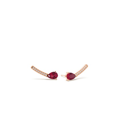 Ruby and round diamond dainty ear climber