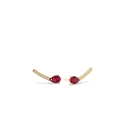 Ruby and round diamond dainty ear climber