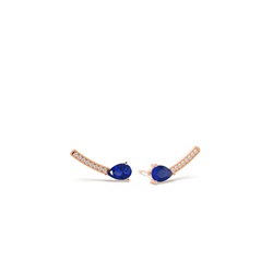 Blue sapphire and round diamond dainty ear climber