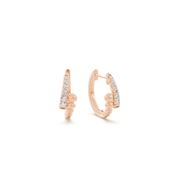 Half diamond half metal beads  dainty hoop earring