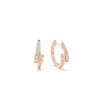 Half diamond half metal beads  dainty hoop earring