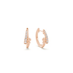 Half diamond half metal beads  dainty hoop earring