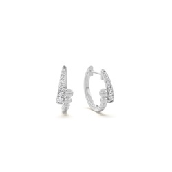 Half diamond half metal beads  dainty hoop earring