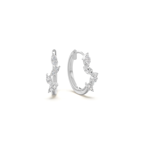 Round diamond zig-zag huggies earring
