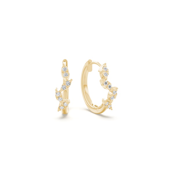 Round diamond zig-zag huggies earring