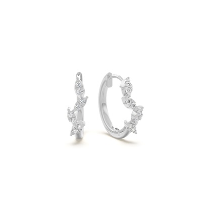 Round diamond zig-zag huggies earring