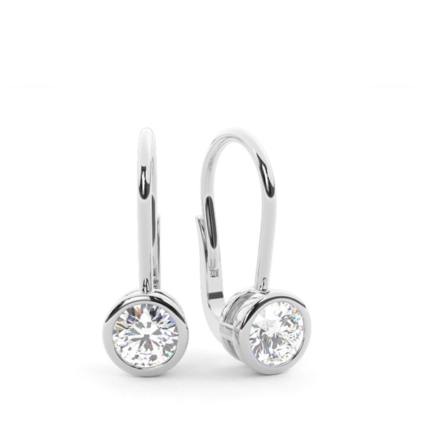 Bezel set Leverback Solitaire Earrings