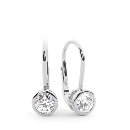 Bezel set Leverback Solitaire Earrings