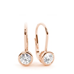 Bezel set Leverback Solitaire Earrings