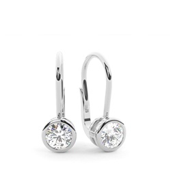 Bezel set Leverback Solitaire Earrings