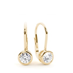 Bezel set Leverback Solitaire Earrings