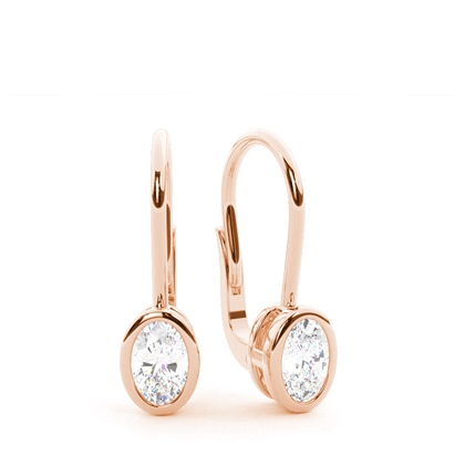 Bezel set Leverback Solitaire Earrings