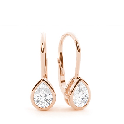 Bezel set Leverback Solitaire Earrings