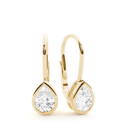 Bezel set Leverback Solitaire Earrings