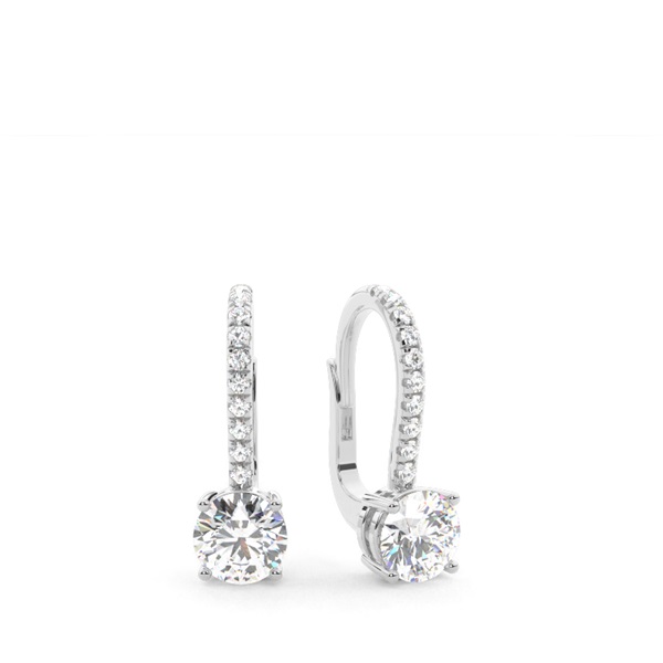 Diamond studded Leverback Solitaire Earrings