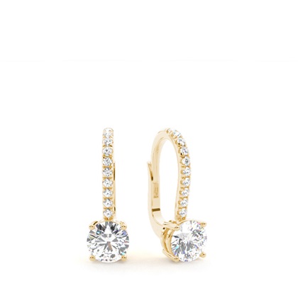 Yellow Gold Diamond Hoop Diamond Earrings
