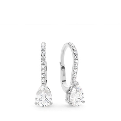Diamond studded Leverback Solitaire Earrings