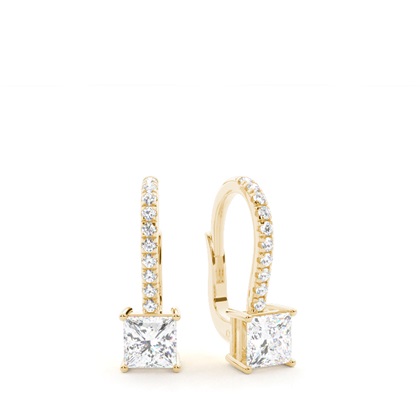 Diamond studded Leverback Solitaire Earrings