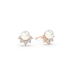 Freshwater Pearl Diamond Accented Stud Earrings