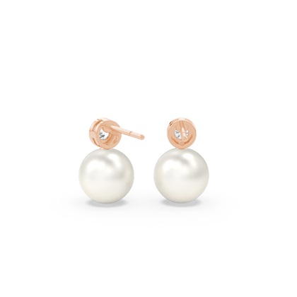 Süßwasserperlen Diamantohrstecker In Zargenfassung