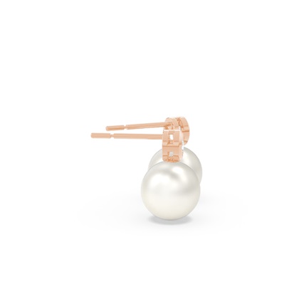 Süßwasserperlen Diamantohrstecker In Zargenfassung