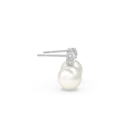 Süßwasserperlen Diamantohrstecker In Zargenfassung