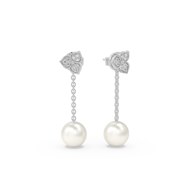 Floral Look Freshwater Pearl Drop Earrings