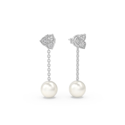 Floral Look Freshwater Pearl Drop Earrings