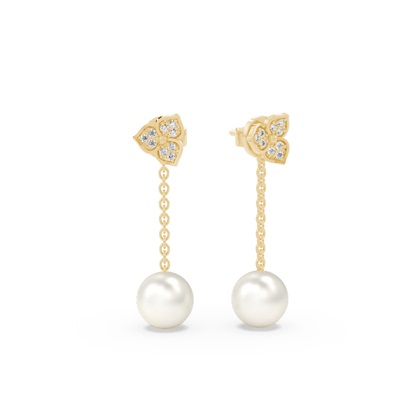Floral Look Freshwater Pearl Drop Earrings