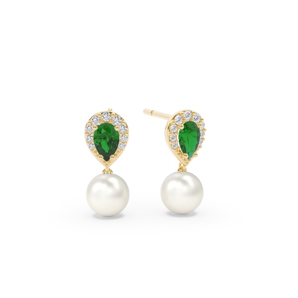 Freshwater Pearl And Pear Shaped Blue Sapphire Halo Earrings