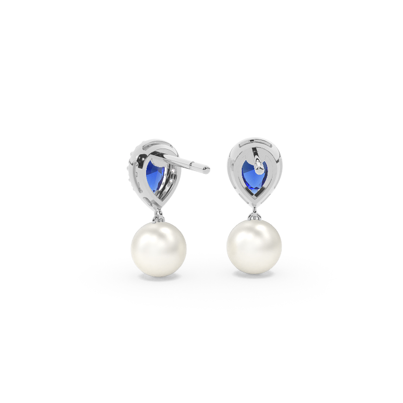 Süßwasserperlen Halo Ohrringe Mit Smaragd In Tropfenform