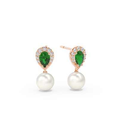 Freshwater Pearl And Pear Shaped Blue Sapphire Halo Earrings