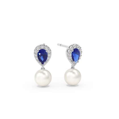 Freshwater Pearl And Pear Shaped Emerald Halo Earrings