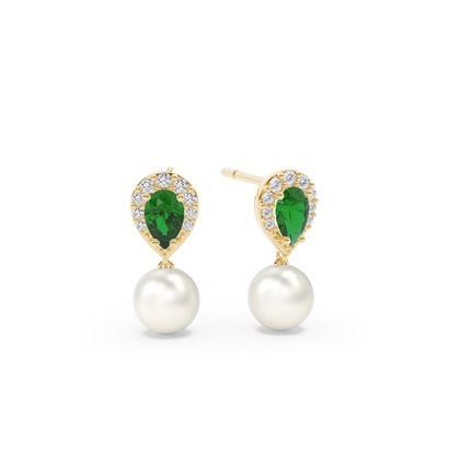 Freshwater Pearl And Pear Shaped Blue Sapphire Halo Earrings