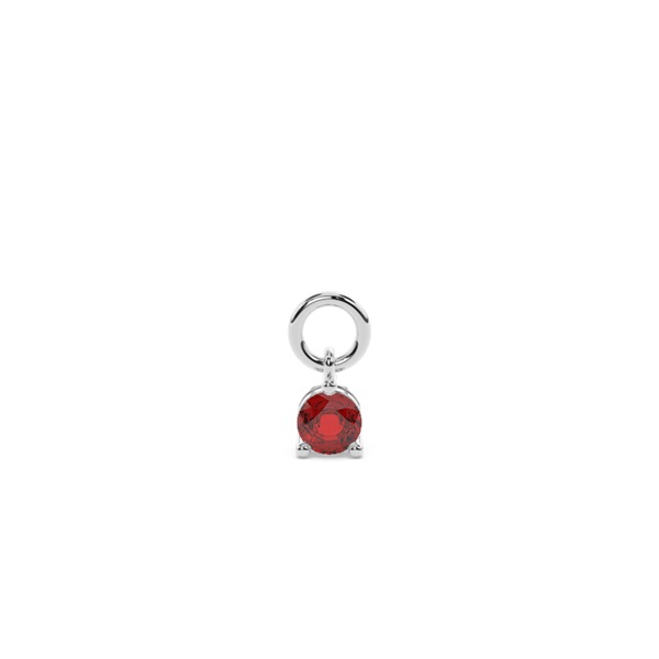 Ruby Prong Set Hoop Earring Charm