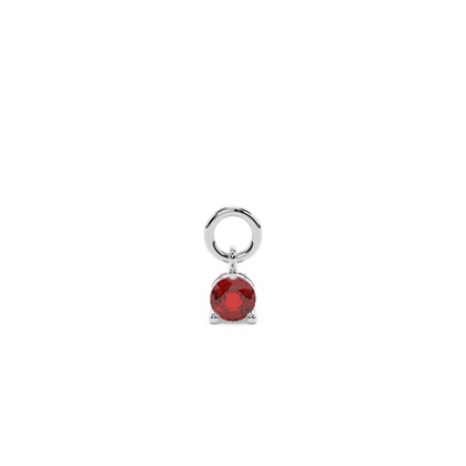 Ruby Prong Set Hoop Earring Charm