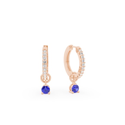 Tanzanit Creolen Ohrring Anhänger in Krappenfassung