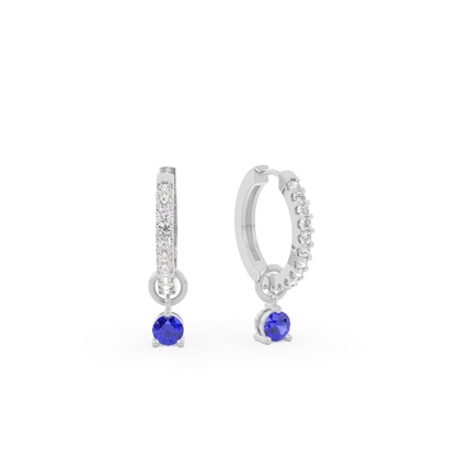 Tanzanit Creolen Ohrring Anhänger in Krappenfassung