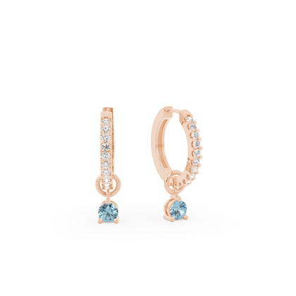 Aquamarine Prong Set Hoop Earring Charm