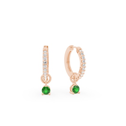 Emerald Prong Set Hoop Earring Charm